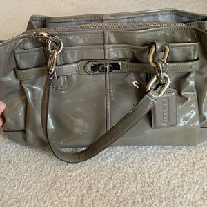 Gray patent leather Coach purse